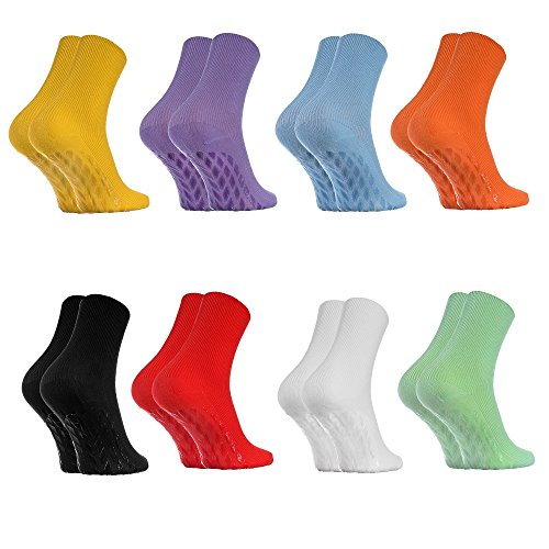 Rainbow Socks - Damen Herren Antirutsch Diabetiker Socken Ohne Gummibund ABS - 8 Paar - 8x Farben - Größen 39-41*